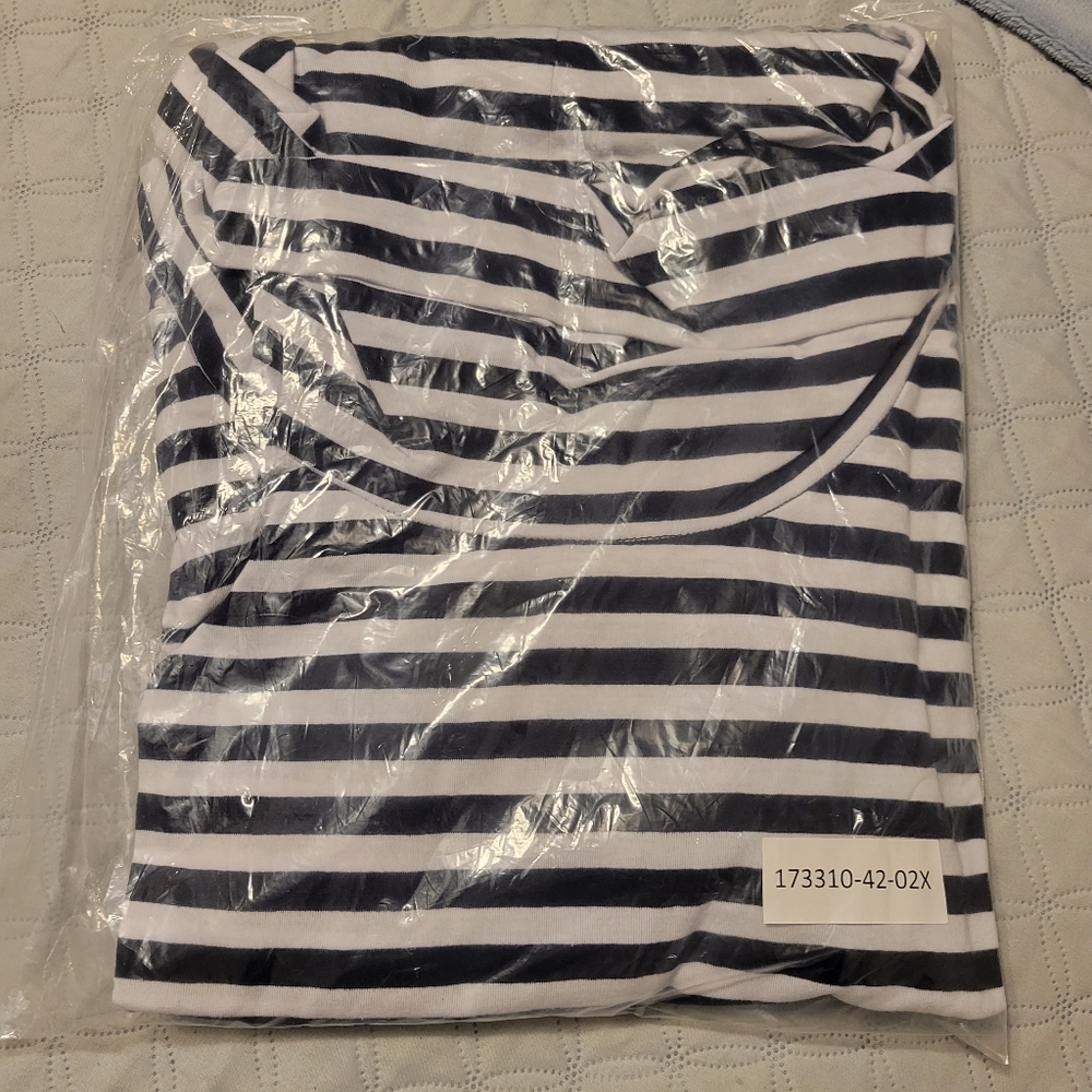 NWT 2pc Set Navy And white Striped Top with Navy Elastic Waist Pants